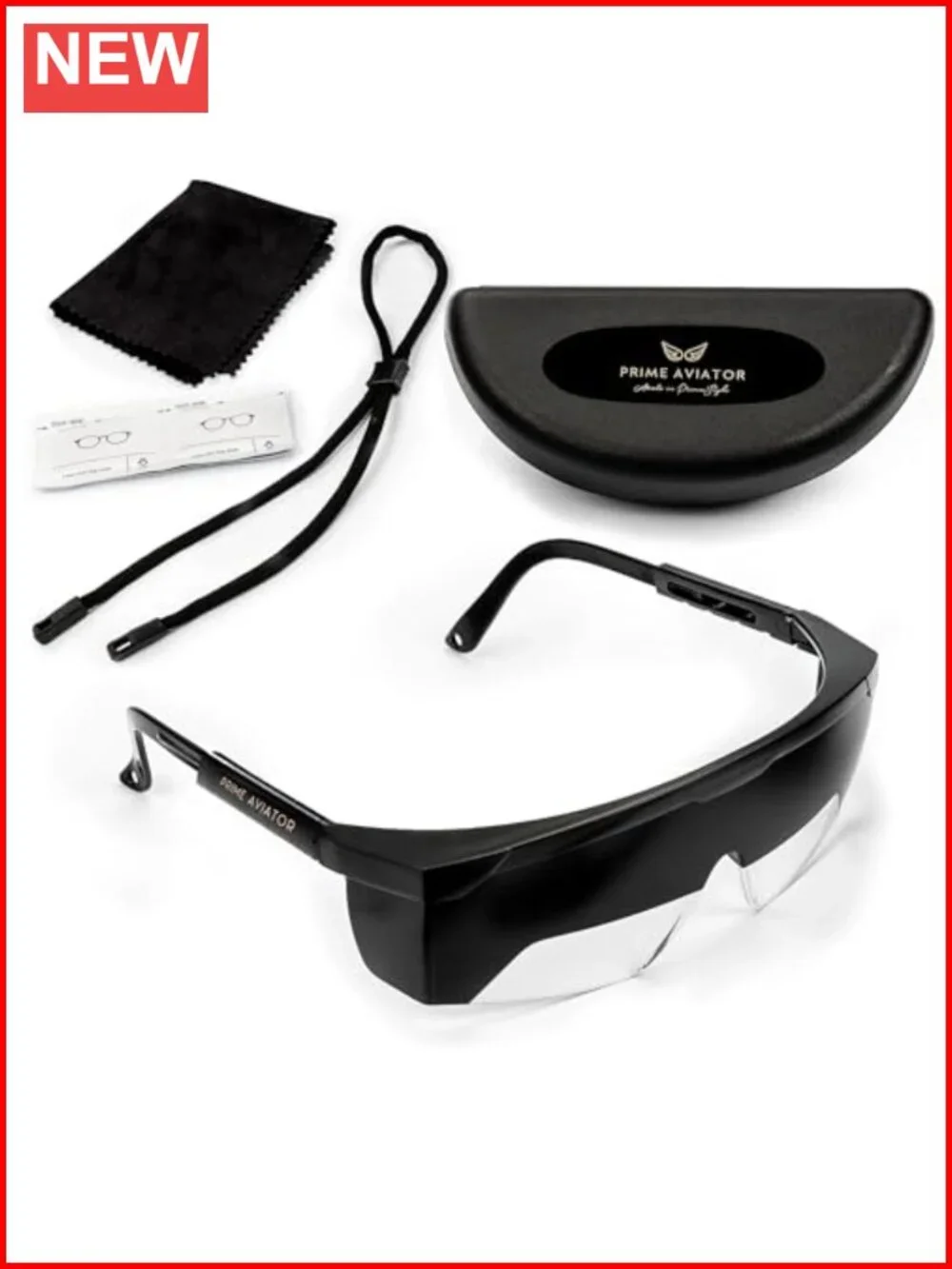 IFR Flight Training Glasses - Pilot Goggles with Adjustable Temples, Hard Case